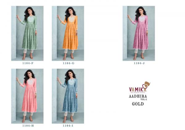 Vamika Aadhira Vol 2 Gold Kurti With Bottom Dupatta Collection